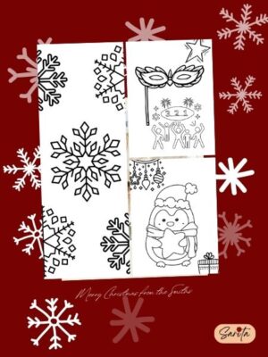 Cover of Merry Christmas and New Year Coloring Book – Joyful Seasons (Printable Digital Book) by Sarita Chugh, NLP Practitioner, featuring festive holiday-themed designs for mindfulness, creativity, and seasonal joy