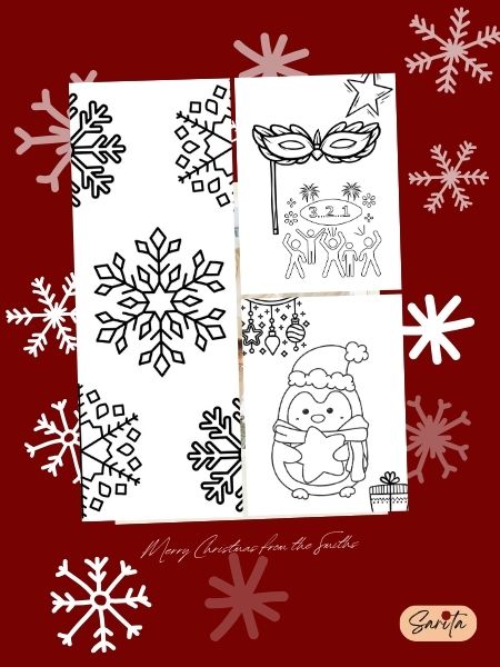 Merry Christmas and New Year Coloring Book - Joyful Seasons (Printable Digital Book)