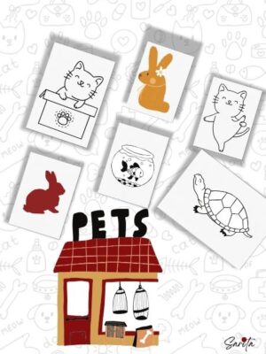 Samples of Child drawing pets in coloring book: creativity, focus & joy with NLP-inspired animal art for young artists